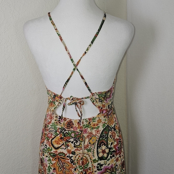 BA&SH Baila Floral Backless Womens Dress Sz S A Line Button Down Bohochic Hippie - Picture 6 of 15